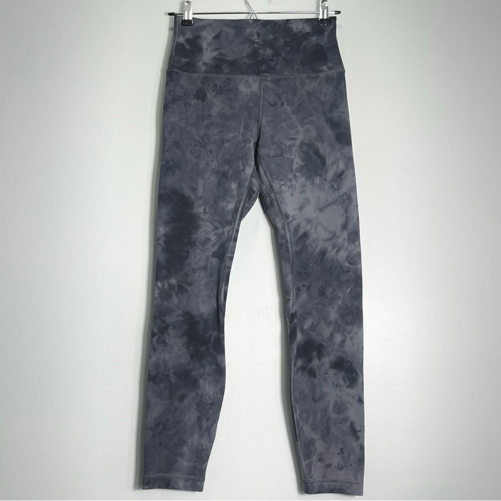 LULULEMON Women's Align High Rise Gray Black Tie Dye Print Stretch Size 6